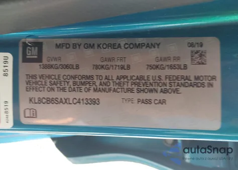 2020 Chevrolet Spark Fwd Ls Automatic from USA, damaged, VIN KL8CB6SAXLC413393